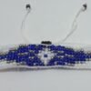 Pulsera blanca azul blanca y negra sencilla