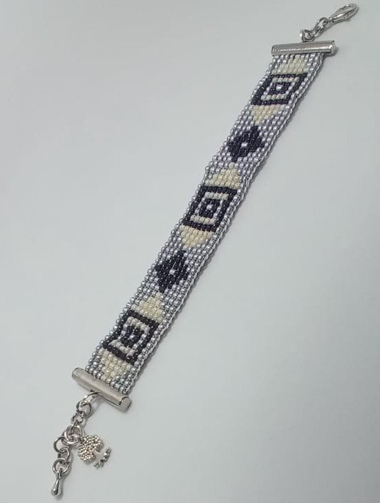 Pulsera caballero rombo cuadrado y metal 1