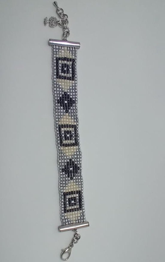 Pulsera caballero rombo cuadrado y metal 2