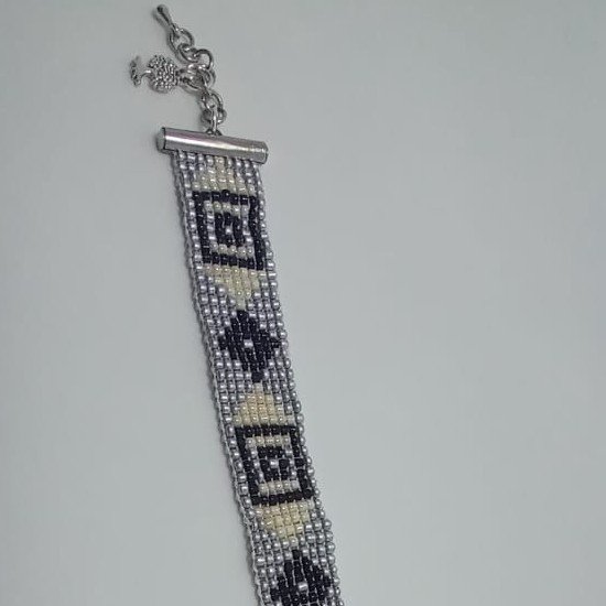 Pulsera caballero rombo cuadrado y metal 3