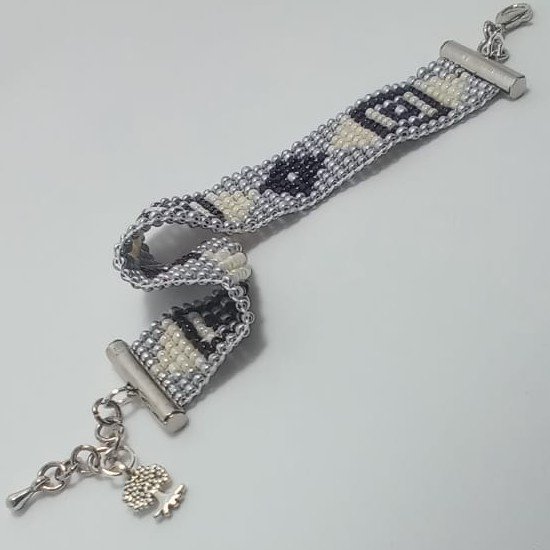 Pulsera caballero rombo cuadrado y metal 4